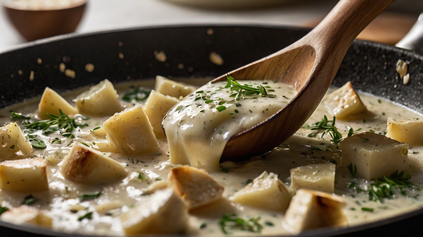 5 ingredient creamy garlic parmesan pasta served in a white bowl